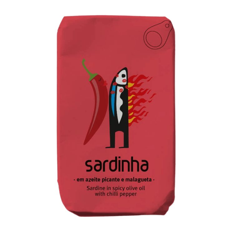 Sardine in scharfem Olivenöl und Chili (120g) Sardinha von Sardinha bei Araxxon  - Hochwertiges griechisches Produkt.   Sardine in scharfem Olivenöl und Chili (120g) Sardinha από Sardinha στο Araxxon  - Αυθεντικό ελληνικό προϊόν.